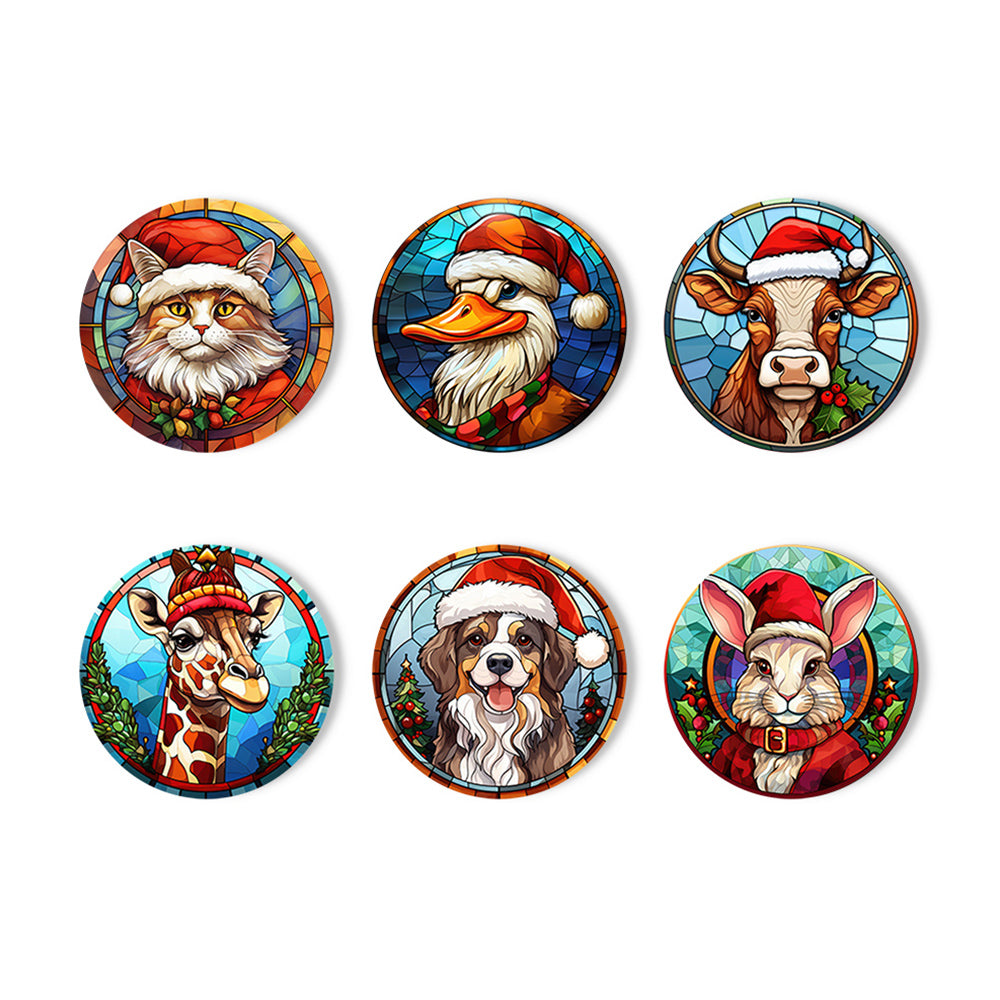 6 Stuks Kerstmis Dieren Onderzetters Schilderen op Nummers