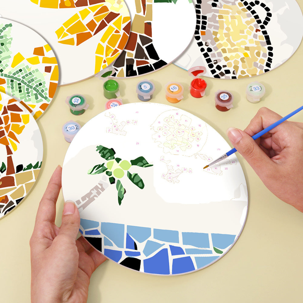 6 Stuks Kleurenblok Herfstplanten Placemats Schilderen op Nummers