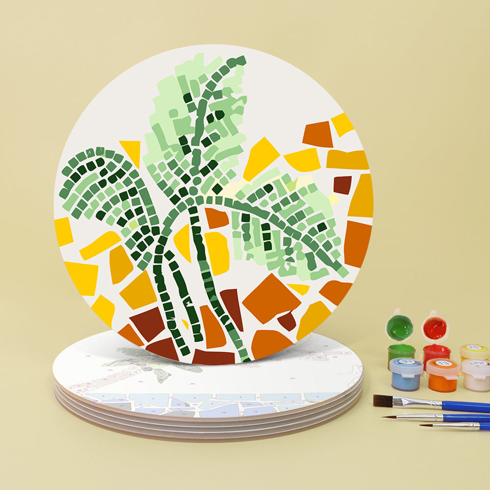 6 Stuks Kleurenblok Herfstplanten Placemats Schilderen op Nummers