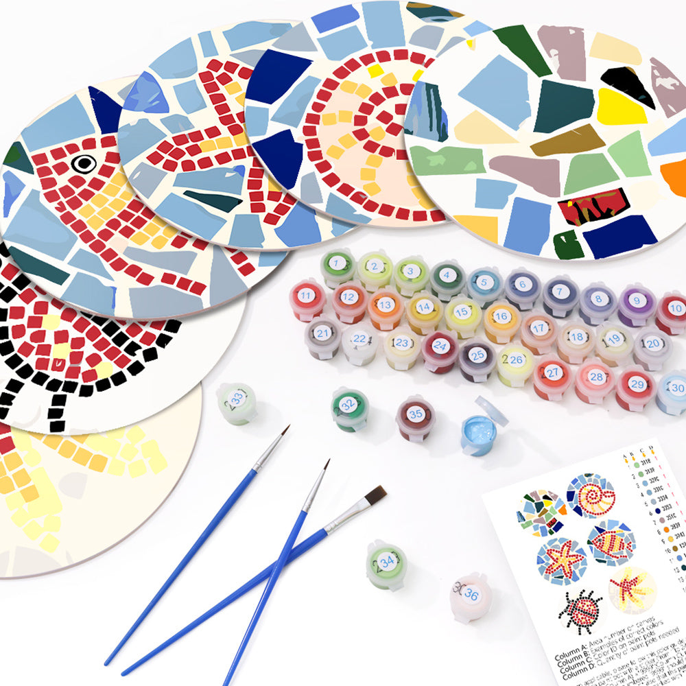 6 Stuks Kleurenblok Insecten Placemats Schilderen op Nummers