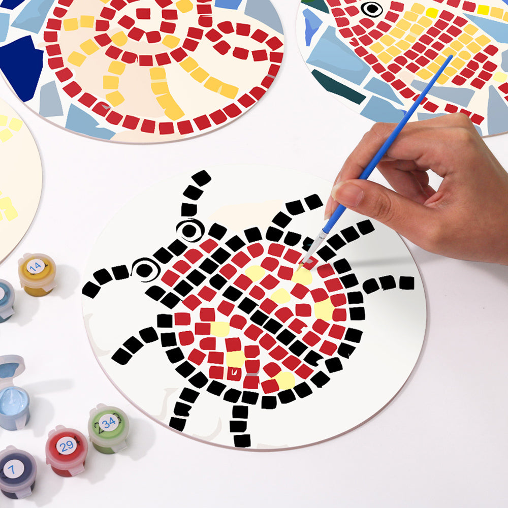 6 Stuks Kleurenblok Insecten Placemats Schilderen op Nummers