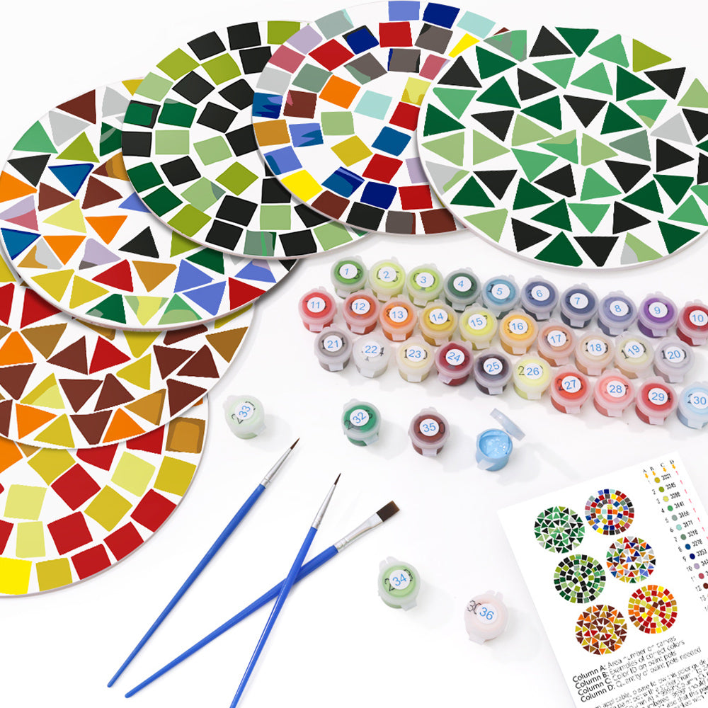6 Stuks Kleurenblok Mandala Placemats Schilderen op Nummers