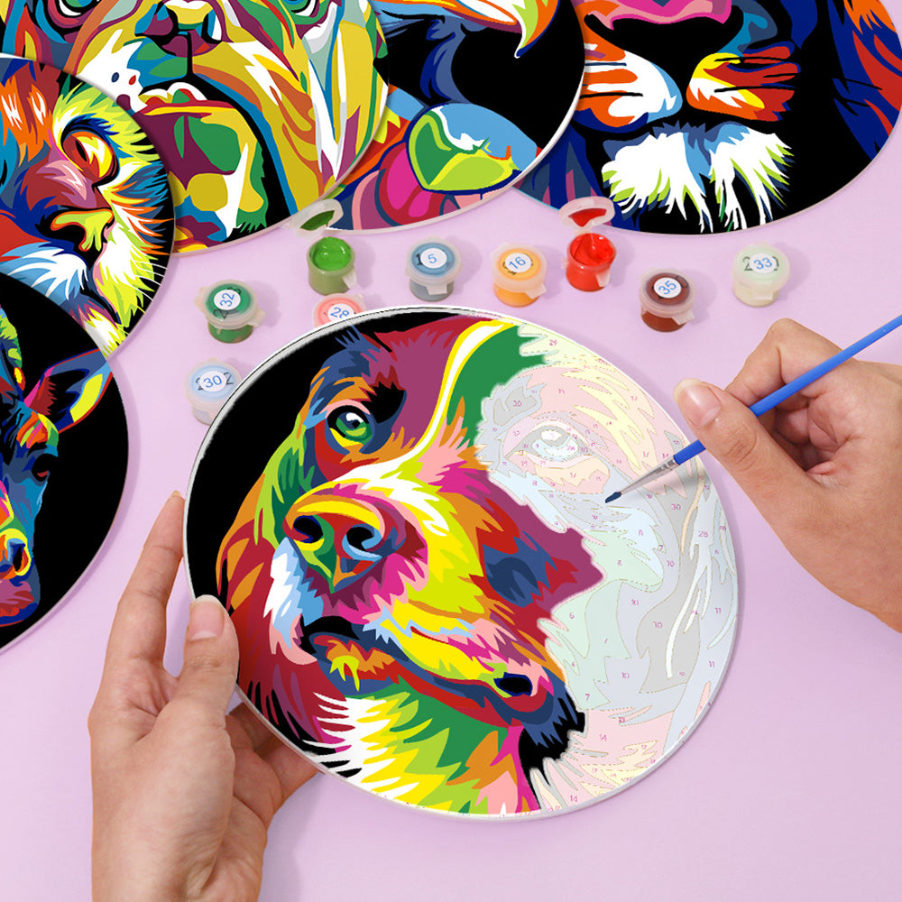 6 Stuks Kleurrijke Dieren Placemats Schilderen op Nummers