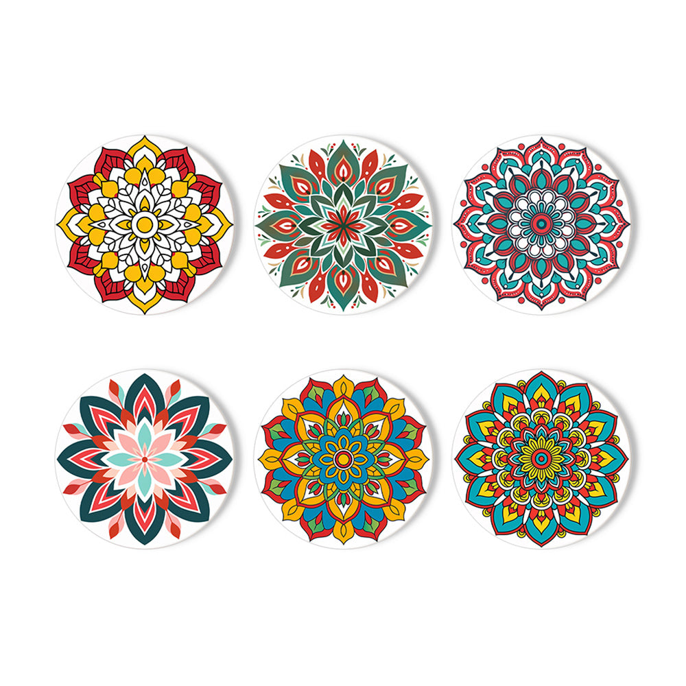 6 Stuks Lotusbloem Mandala Onderzetters Schilderen op Nummers