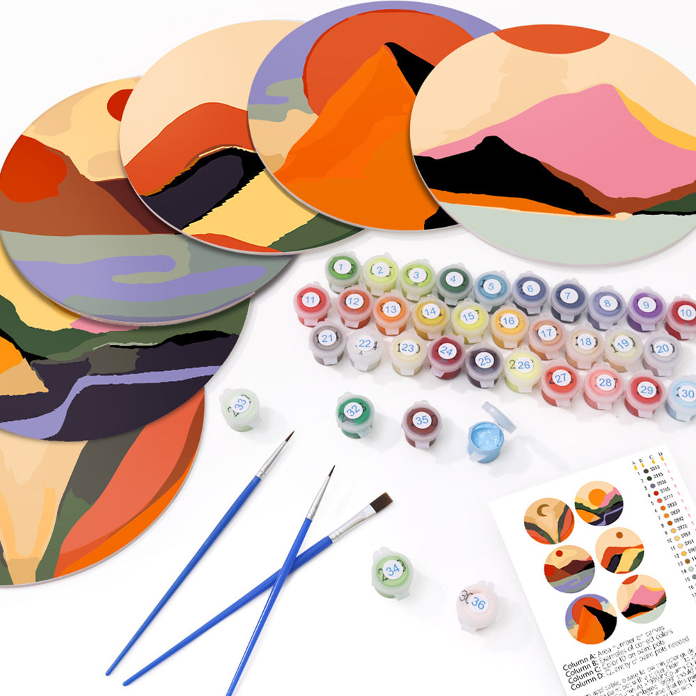 6 Stuks Schemerbergen Placemats Schilderen op Nummers