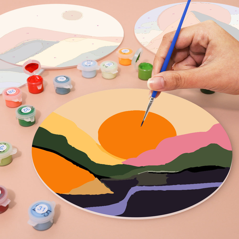 6 Stuks Schemerbergen Placemats Schilderen op Nummers