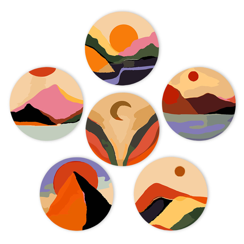 6 Stuks Schemerbergen Placemats Schilderen op Nummers