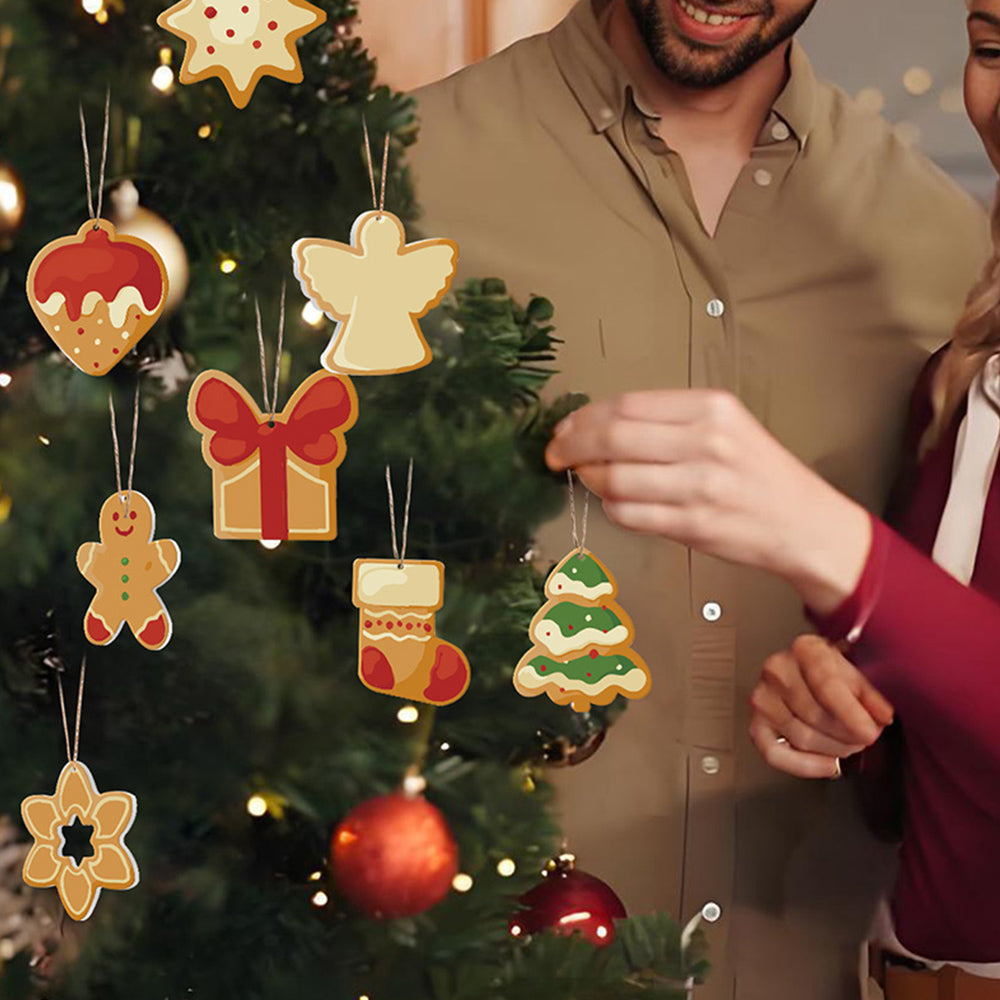 8 Stuks Kerstversiering Schilderen op Nummers | Aardbeientaart en Peperkoekmannetje Set