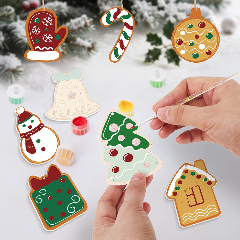 8 Stuks Kerstversiering Schilderen op Nummers | Bellen en Handschoenen Set