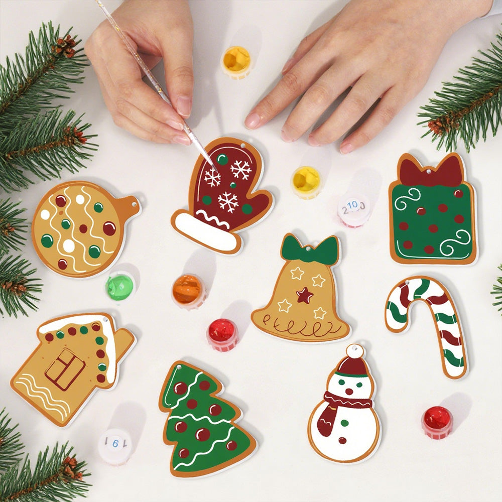 8 Stuks Kerstversiering Schilderen op Nummers | Bellen en Handschoenen Set