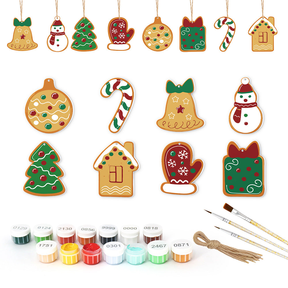 8 Stuks Kerstversiering Schilderen op Nummers | Bellen en Handschoenen Set