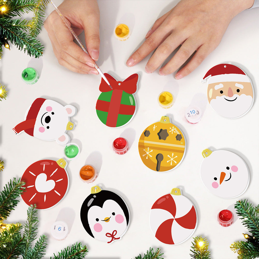 8 Stuks Kerstversiering Schilderen op Nummers | Cadeau en Dieren Set