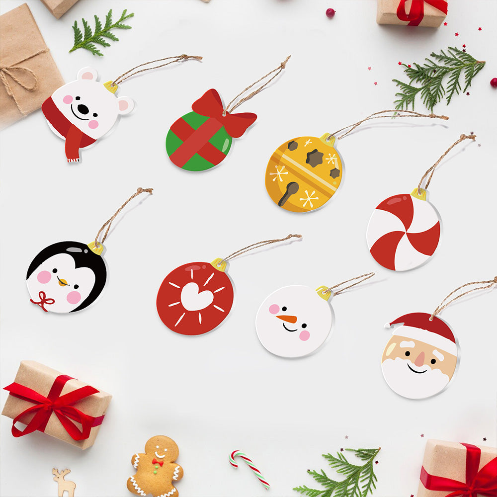 8 Stuks Kerstversiering Schilderen op Nummers | Cadeau en Dieren Set
