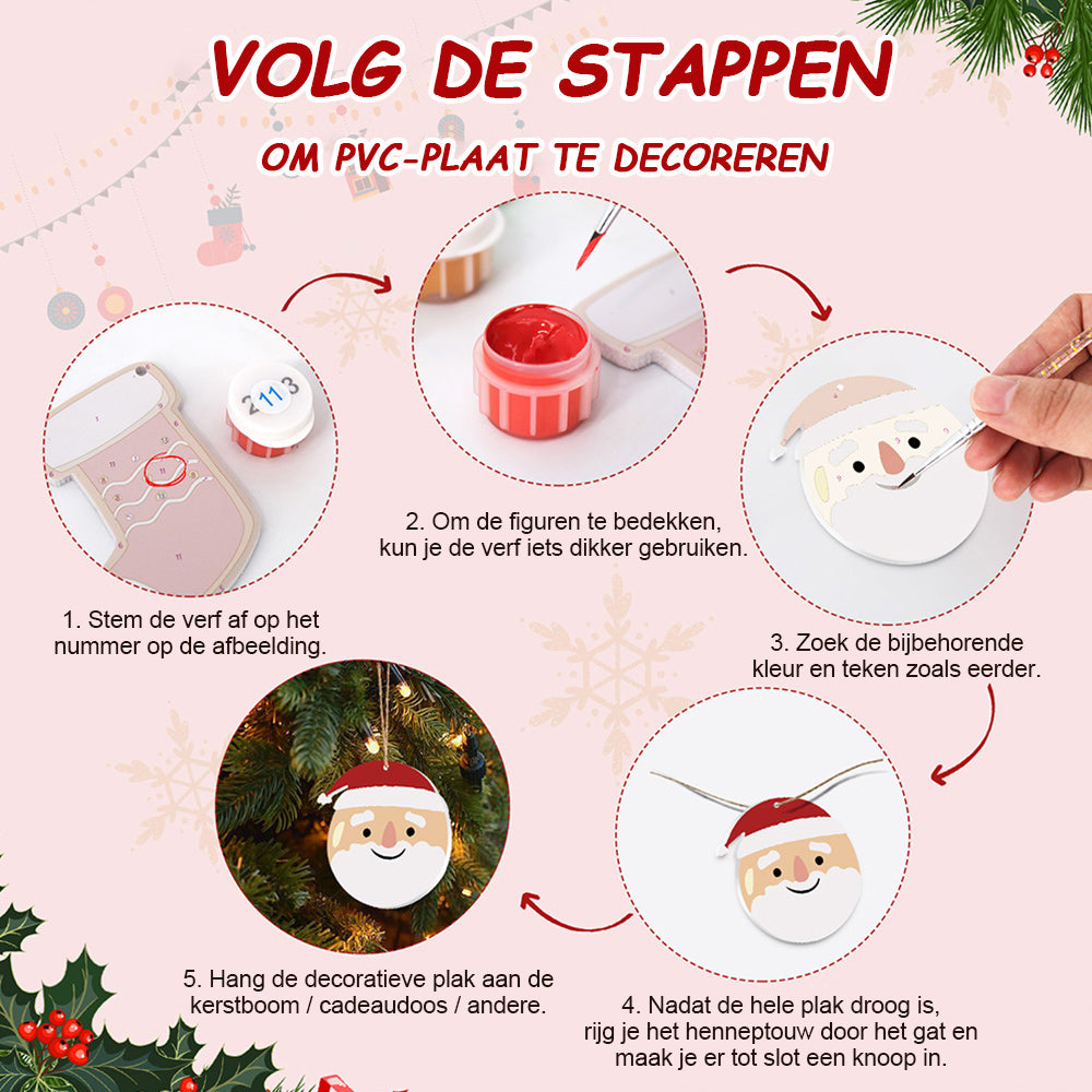 8 Stuks Kerstversiering Schilderen op Nummers | Cadeau en Dieren Set