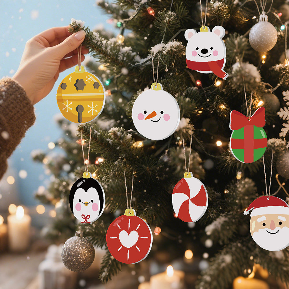 8 Stuks Kerstversiering Schilderen op Nummers | Cadeau en Dieren Set