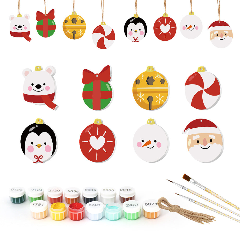 8 Stuks Kerstversiering Schilderen op Nummers | Cadeau en Dieren Set