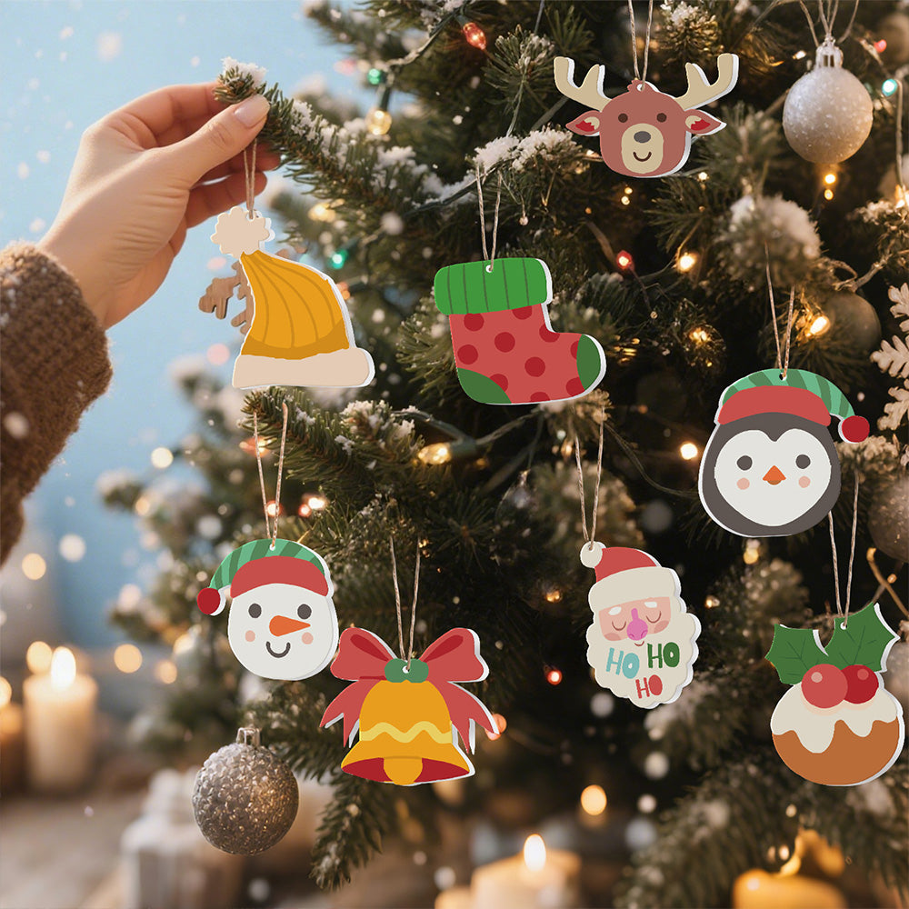 8 Stuks Kerstversiering Schilderen op Nummers | Eland en Pinguïn Set