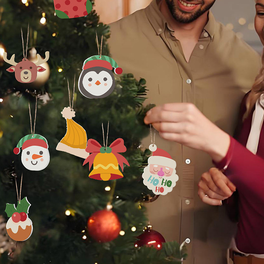 8 Stuks Kerstversiering Schilderen op Nummers | Eland en Pinguïn Set