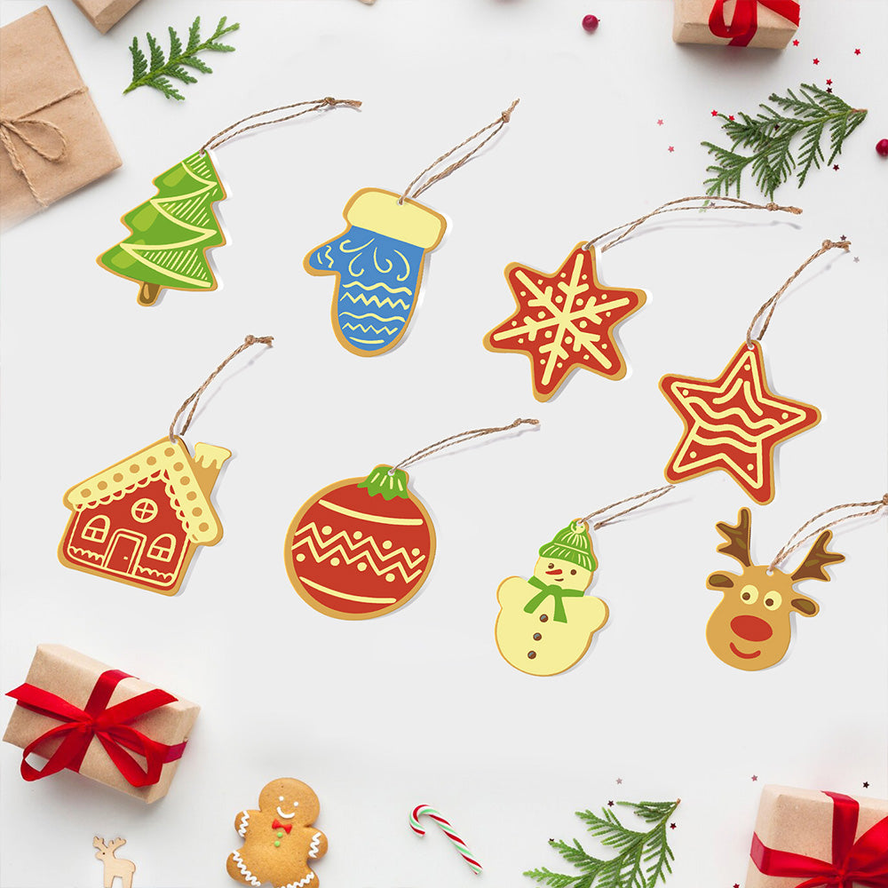 8 Stuks Kerstversiering Schilderen op Nummers | Huis en Sterren Set