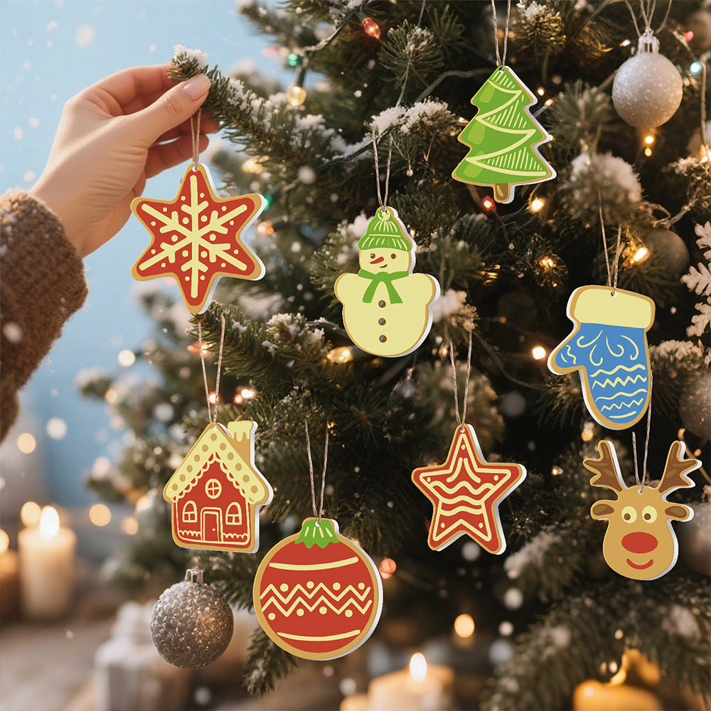 8 Stuks Kerstversiering Schilderen op Nummers | Huis en Sterren Set