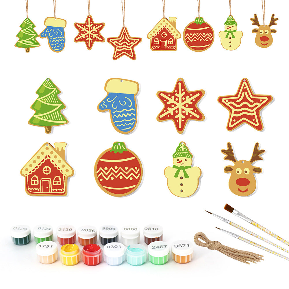8 Stuks Kerstversiering Schilderen op Nummers | Huis en Sterren Set
