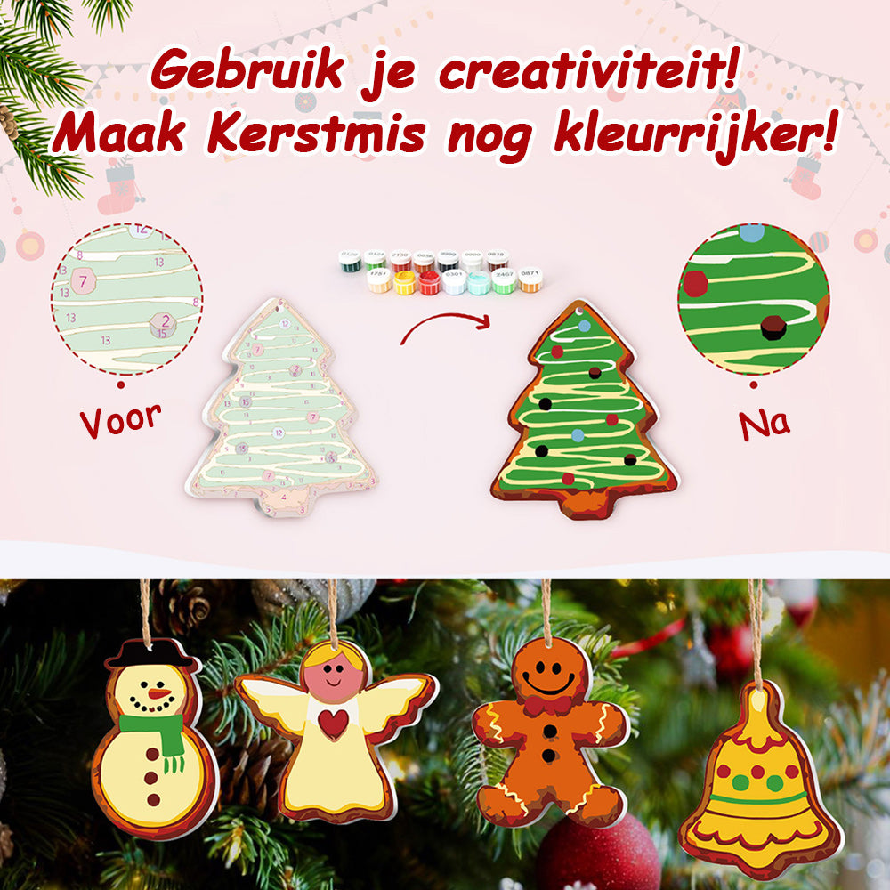 8 Stuks Kerstversiering Schilderen op Nummers | Kerstavond Set
