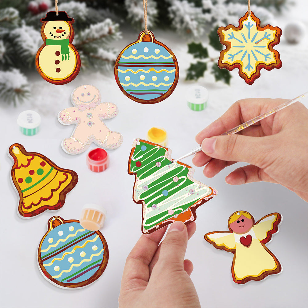 8 Stuks Kerstversiering Schilderen op Nummers | Kerstavond Set