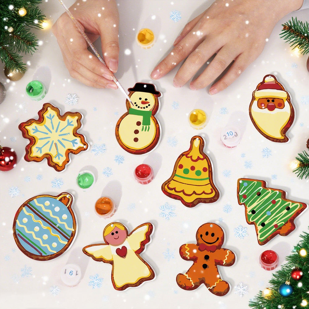 8 Stuks Kerstversiering Schilderen op Nummers | Kerstavond Set