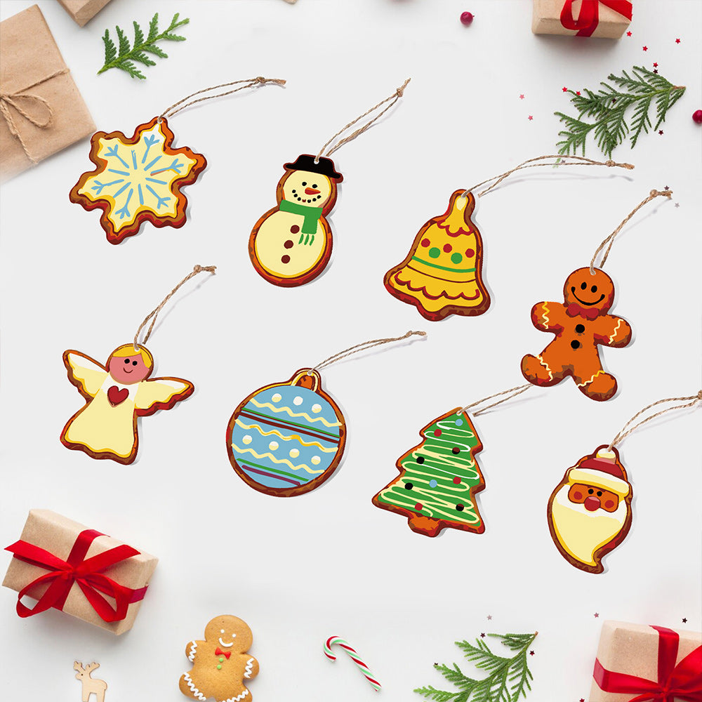 8 Stuks Kerstversiering Schilderen op Nummers | Kerstavond Set