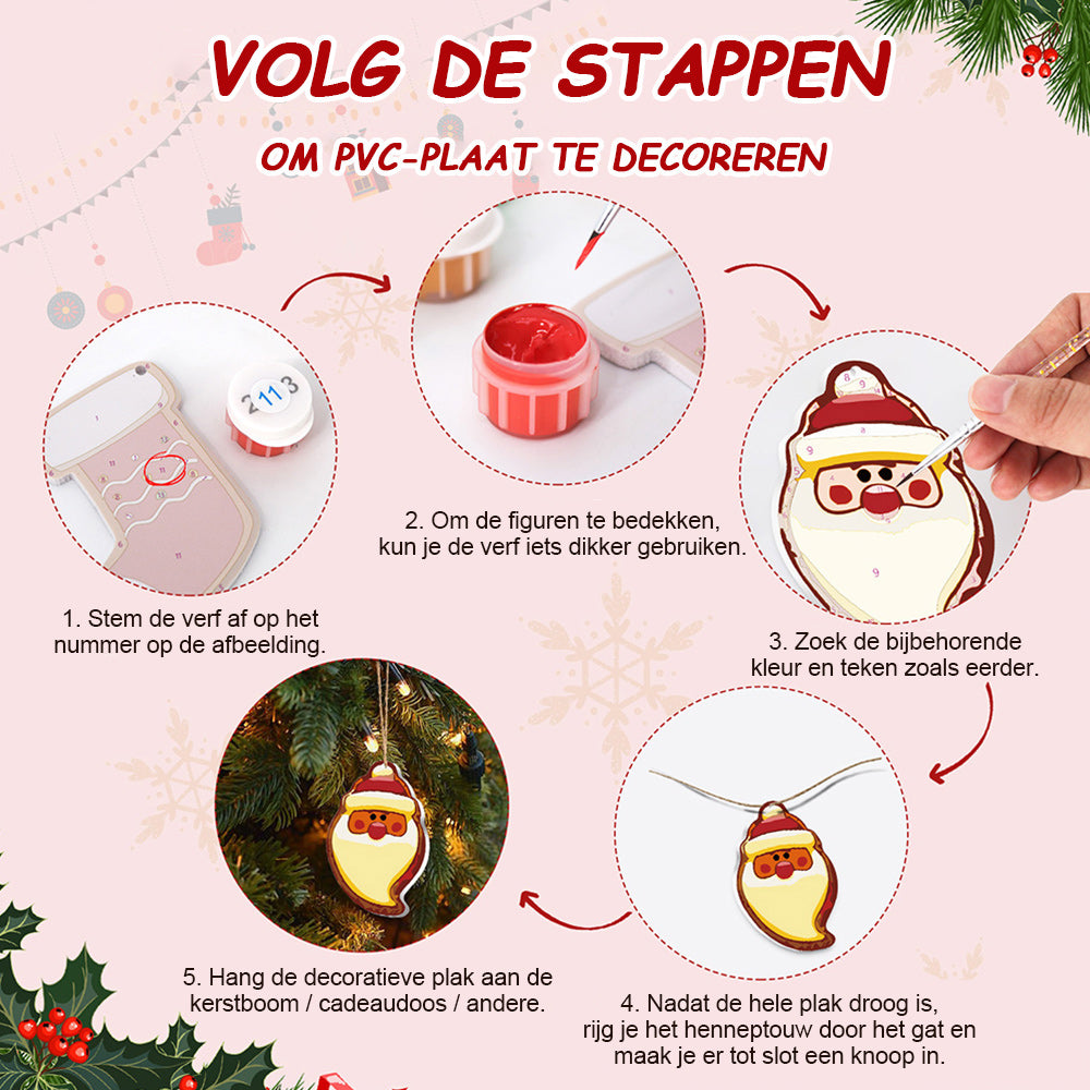 8 Stuks Kerstversiering Schilderen op Nummers | Kerstavond Set
