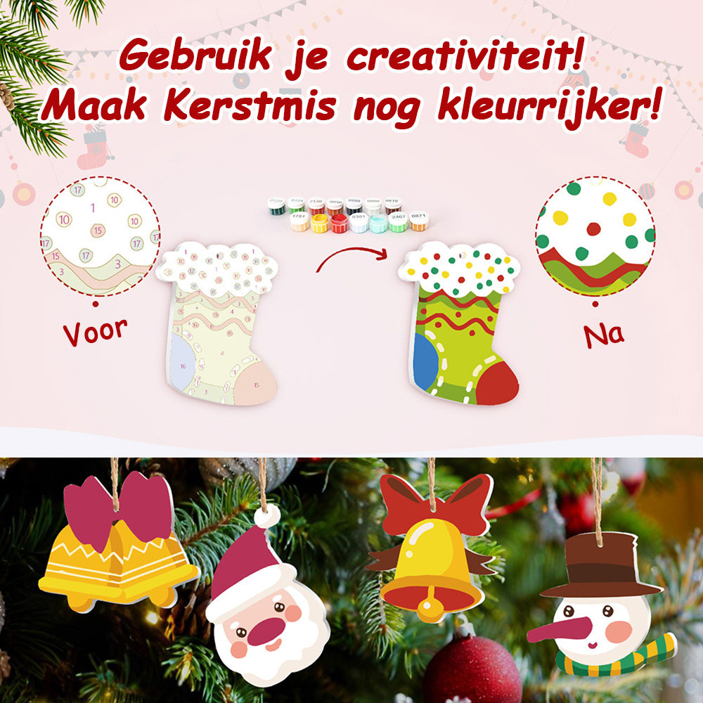 8 Stuks Kerstversiering Schilderen op Nummers | Kerstbellen Set