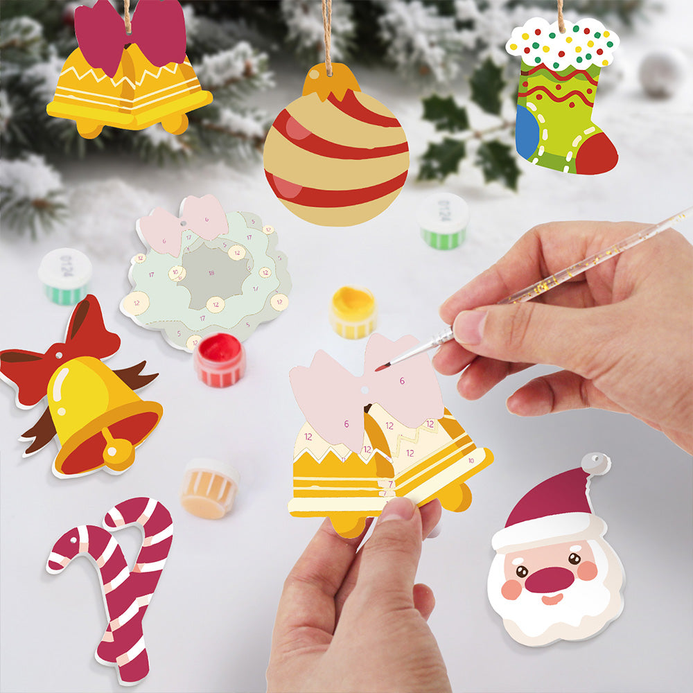 8 Stuks Kerstversiering Schilderen op Nummers | Kerstbellen Set