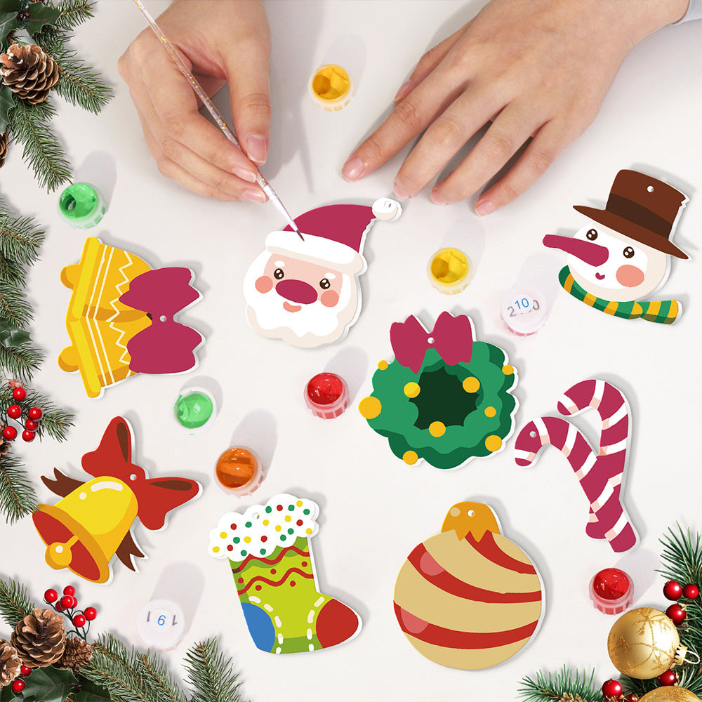 8 Stuks Kerstversiering Schilderen op Nummers | Kerstbellen Set