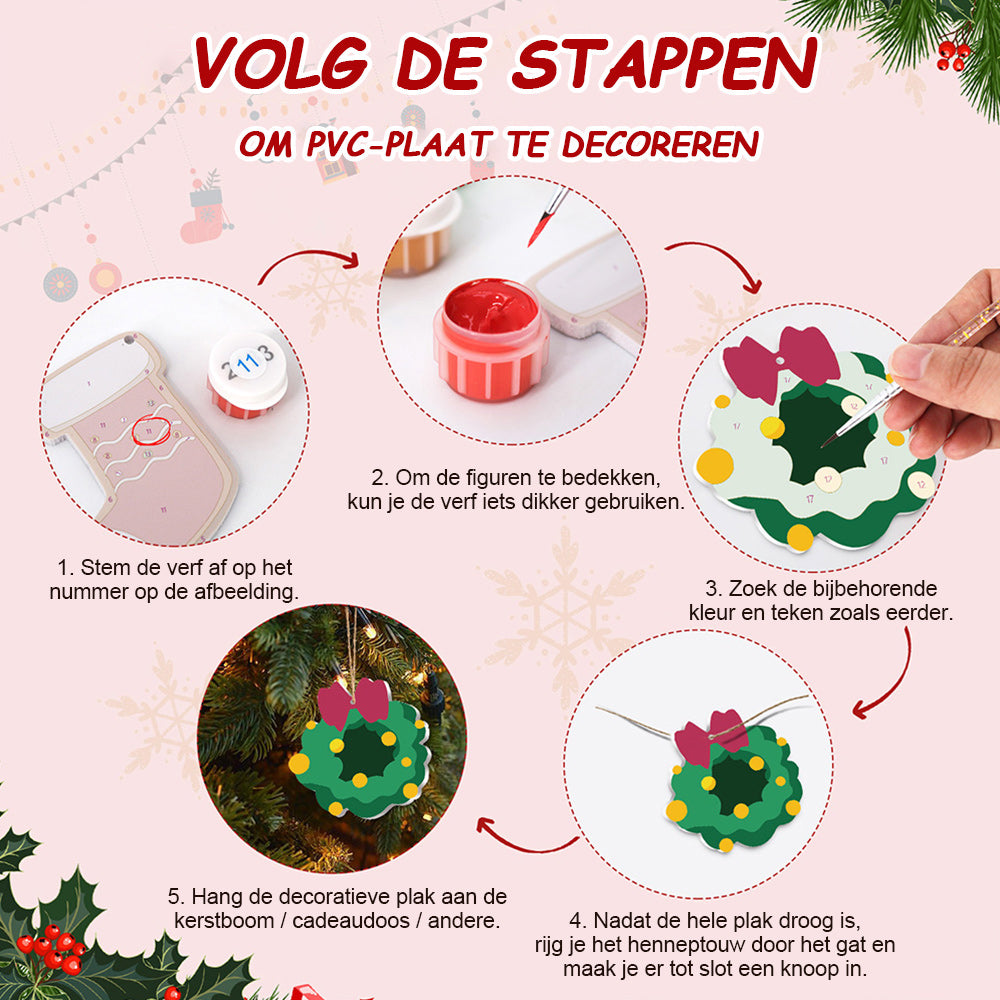 8 Stuks Kerstversiering Schilderen op Nummers | Kerstbellen Set