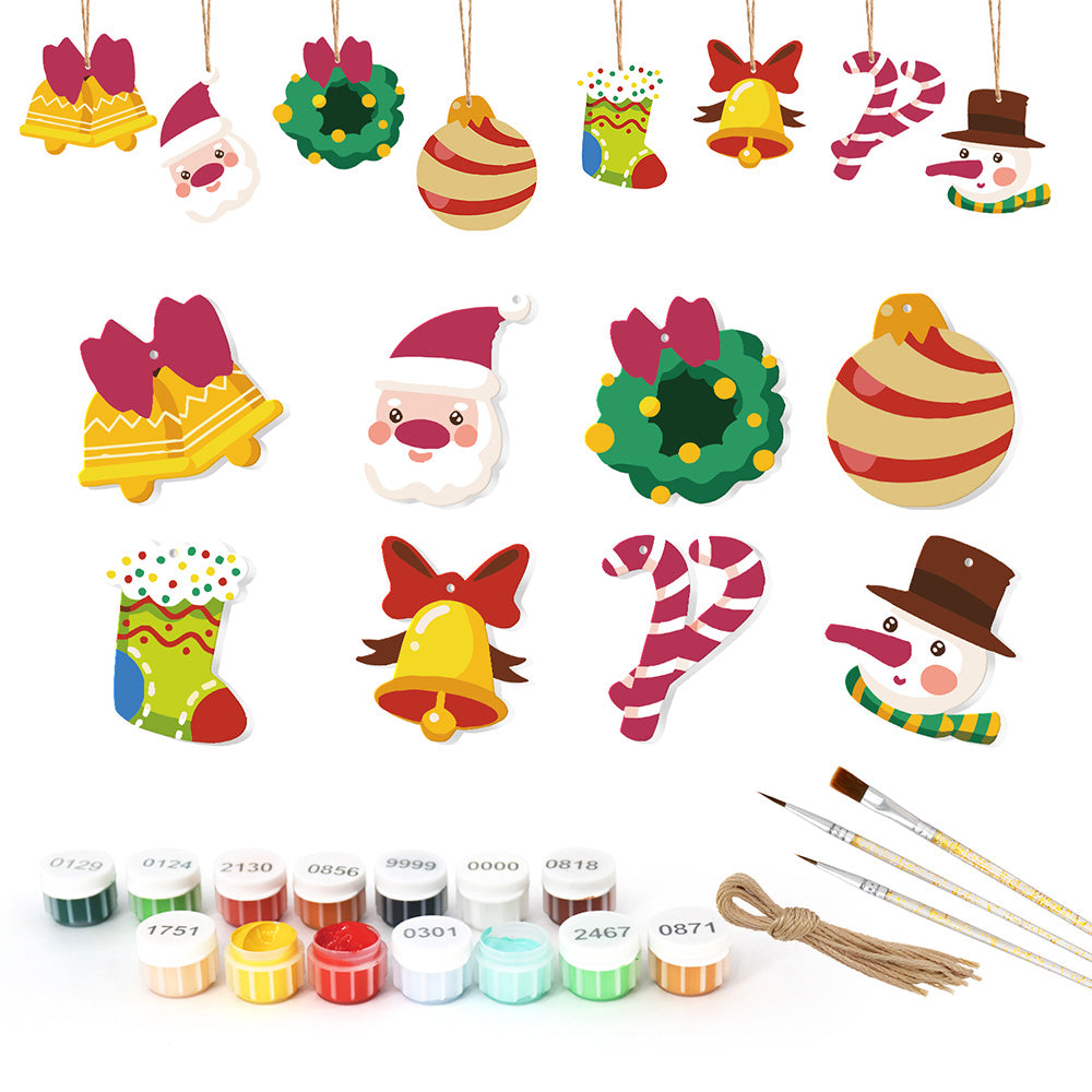 8 Stuks Kerstversiering Schilderen op Nummers | Kerstbellen Set