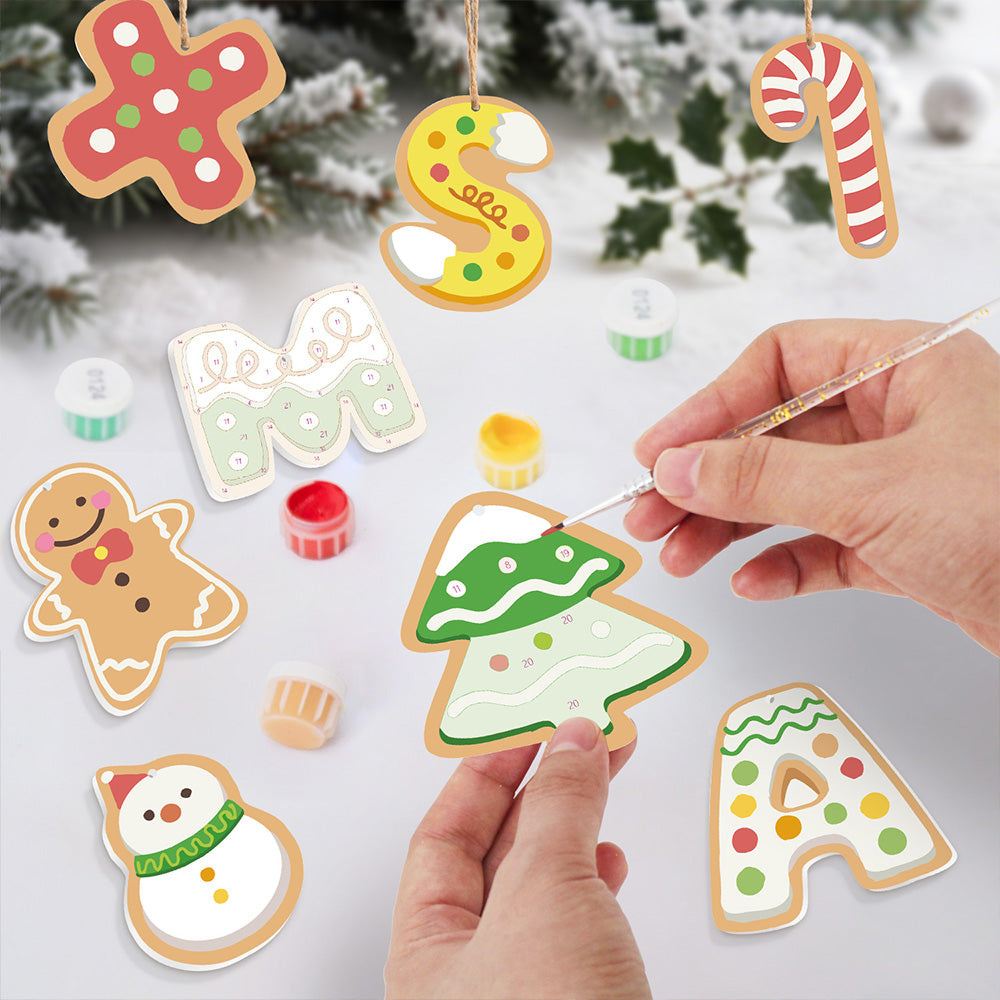 8 Stuks Kerstversiering Schilderen op Nummers | Kerstbrieven Set