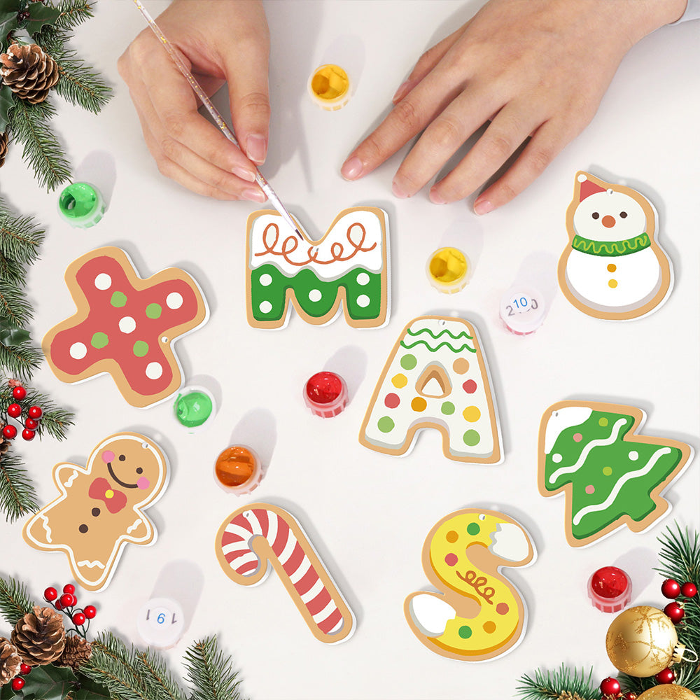8 Stuks Kerstversiering Schilderen op Nummers | Kerstbrieven Set