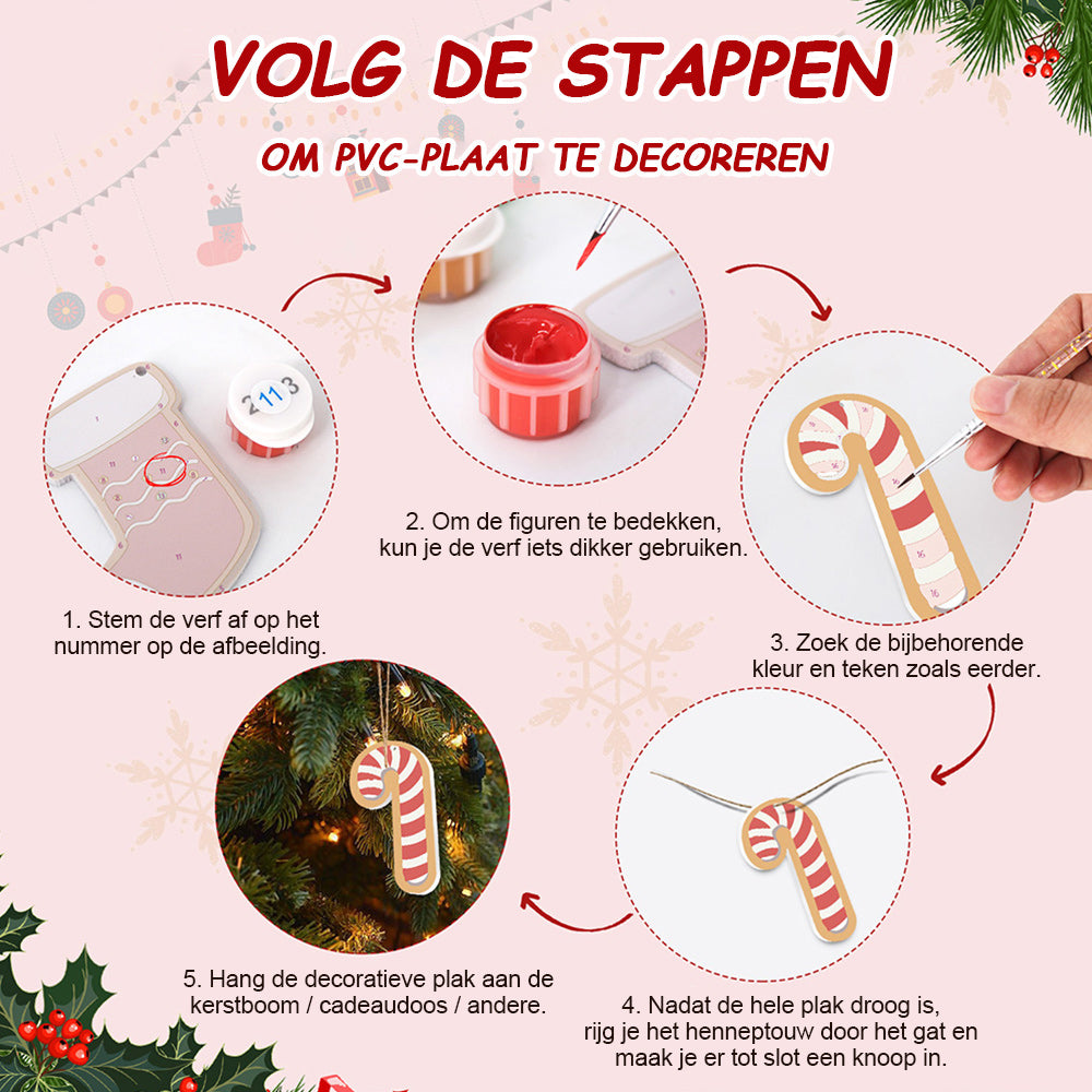 8 Stuks Kerstversiering Schilderen op Nummers | Kerstbrieven Set