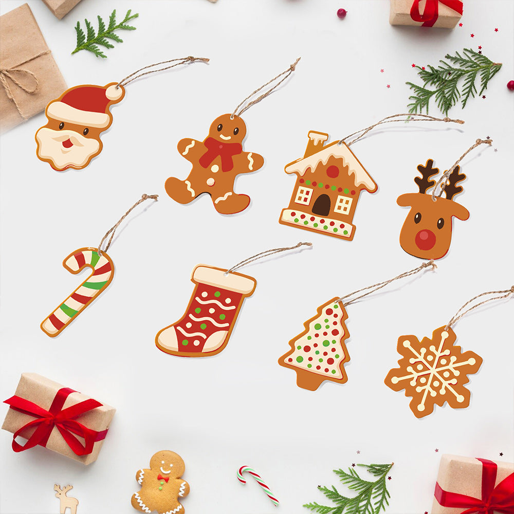 8 Stuks Kerstversiering Schilderen op Nummers | Kerstkoekjes Set