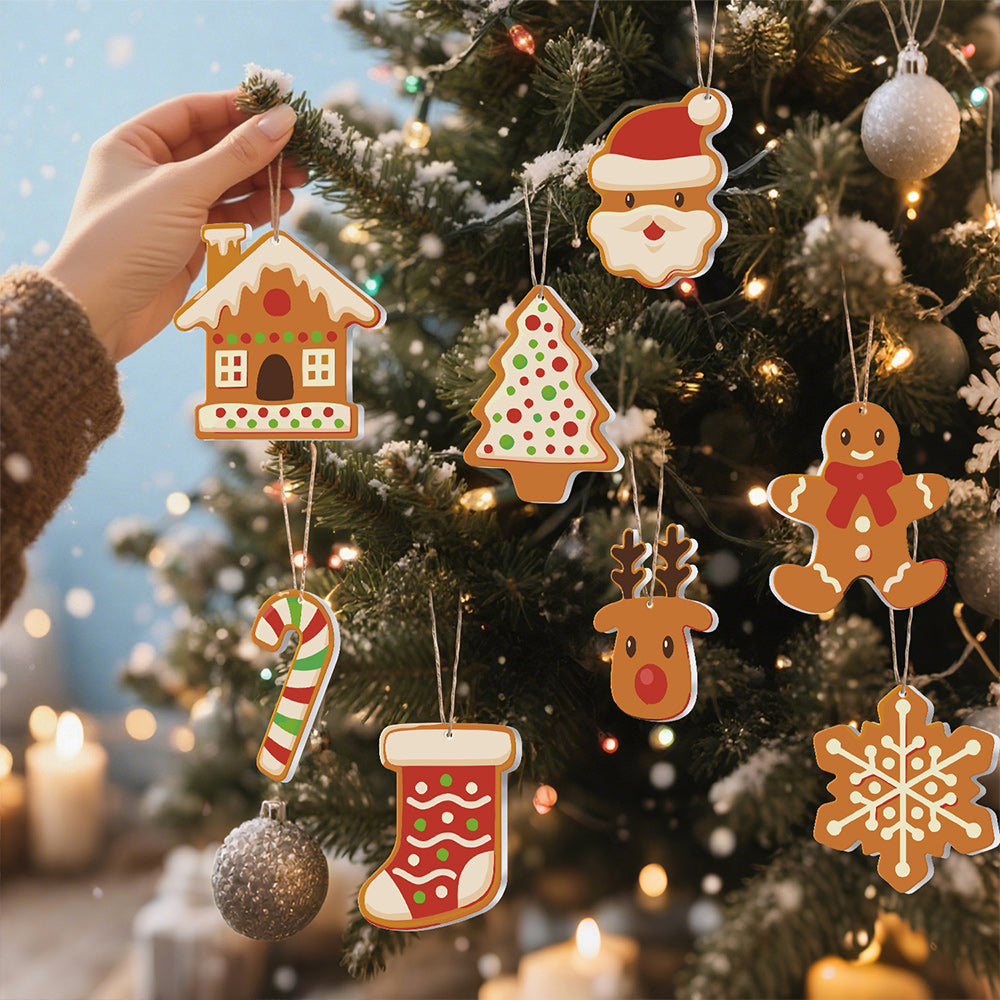 8 Stuks Kerstversiering Schilderen op Nummers | Kerstkoekjes Set