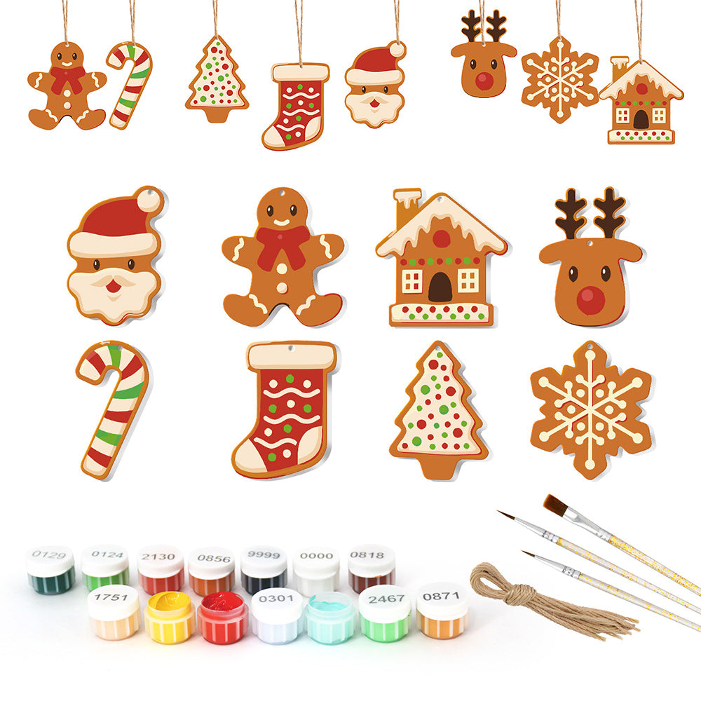 8 Stuks Kerstversiering Schilderen op Nummers | Kerstkoekjes Set