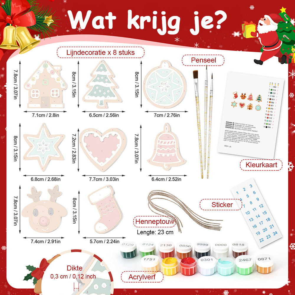 8 Stuks Kerstversiering Schilderen op Nummers | Kerstmagische Ster Set