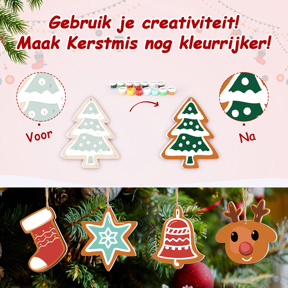 8 Stuks Kerstversiering Schilderen op Nummers | Kerstmagische Ster Set