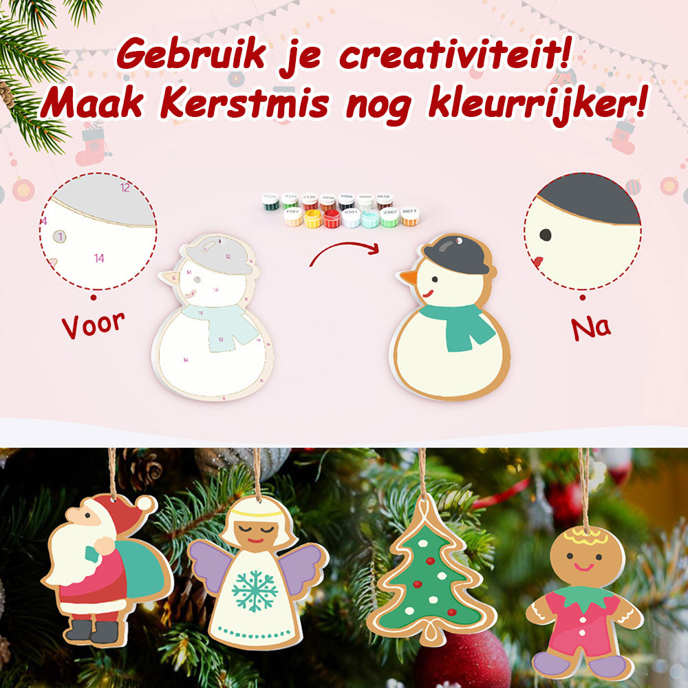 8 Stuks Kerstversiering Schilderen op Nummers | Kerstman en Engel Set