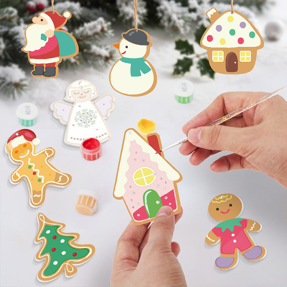 8 Stuks Kerstversiering Schilderen op Nummers | Kerstman en Engel Set
