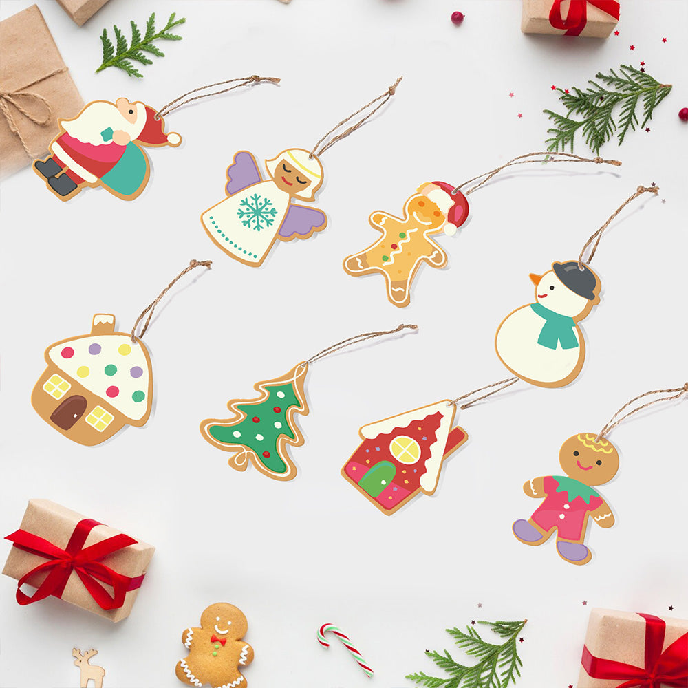 8 Stuks Kerstversiering Schilderen op Nummers | Kerstman en Engel Set