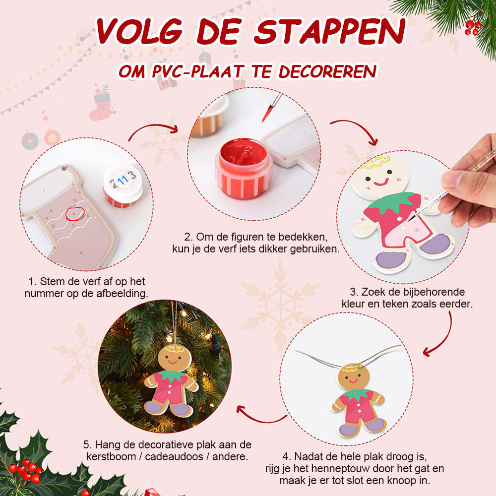 8 Stuks Kerstversiering Schilderen op Nummers | Kerstman en Engel Set