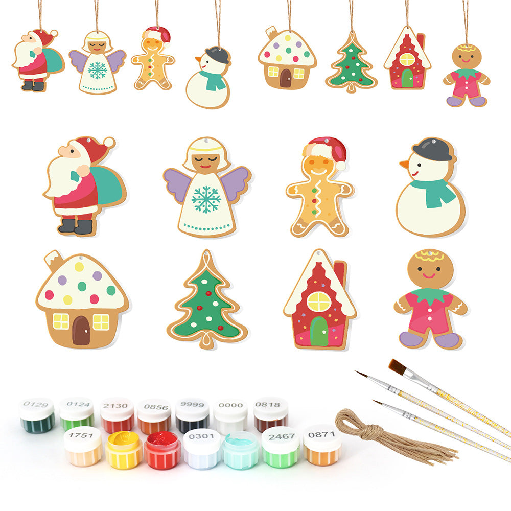 8 Stuks Kerstversiering Schilderen op Nummers | Kerstman en Engel Set