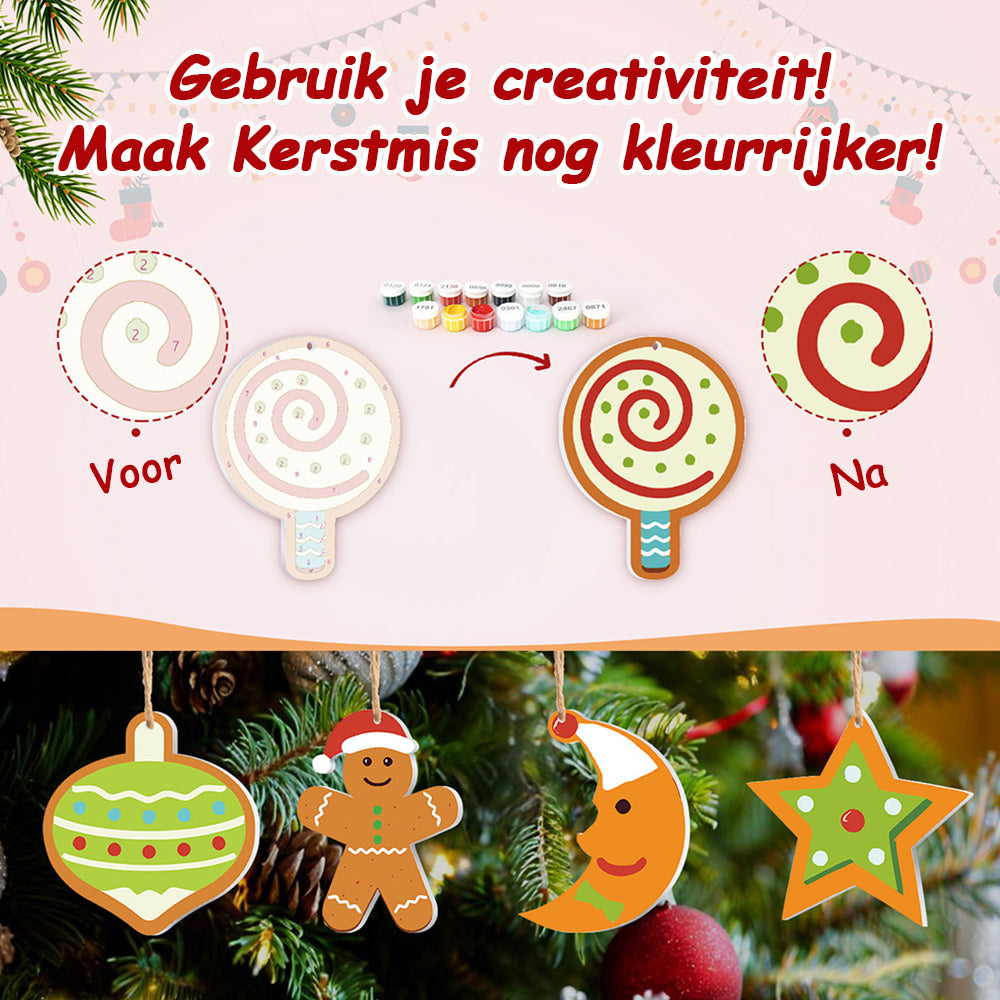 8 Stuks Kerstversiering Schilderen op Nummers | Maan en Sterren Set