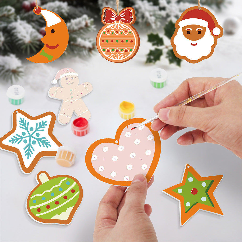 8 Stuks Kerstversiering Schilderen op Nummers | Maan en Sterren Set